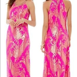 LILLY PULITZER HOT PINK SILK DRESS